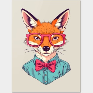 Funny Colorful Hipster Fox Design Posters and Art